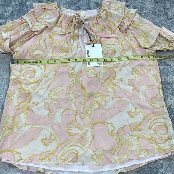 NWT Ted Baker Frisis MIB Frill Printed Top Pink Yellow 60s Retro Sz 2 M - Picture 9 of 15